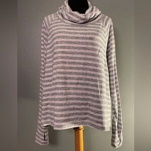 Cable and Gauge Sweater Top with Cowl Neck